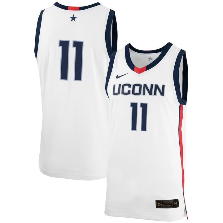 Alex Karaban Jersey UConn Huskies College Basketball No Name White #11