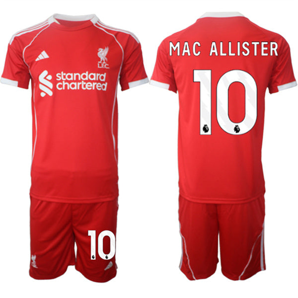 Alexis Mac Allister Jersey #10 Liverpool Red Home 2025-26 Soccer Suit