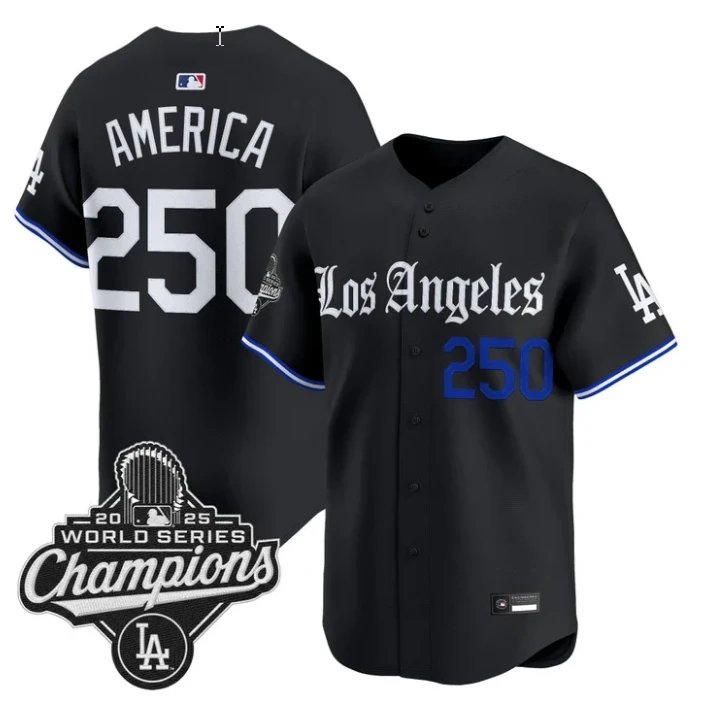 America Jersey #250 Los Angeles Dodgers Gothic Edition Premier Stitched