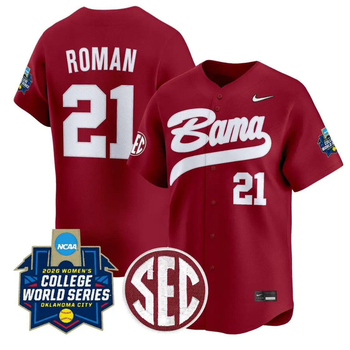 Ana Roman Jersey #21 Alabama Softball 2026 World Series Stitched