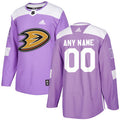 Anaheim Ducks Purple Pink Custom Hockey Fights Cancer Practice Jersey Stitched
