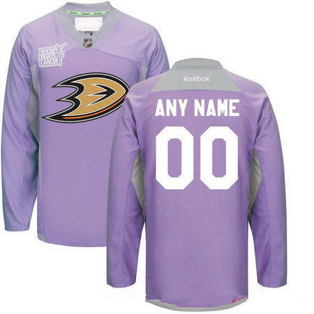 Anaheim Ducks Purple Pink Custom Reebok Hockey Fights Cancer Practice Jersey Stitched