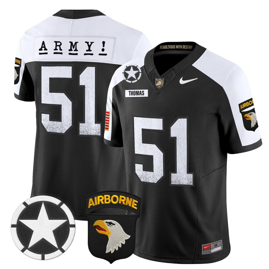 Andon Thomas Jersey #51 Army Black Knights 2025 Screaming Eagles Stitched