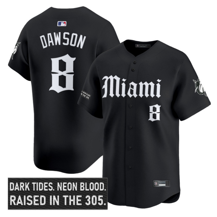 Andre Dawson Jersey #8 Miami Marlins Gothic Vice Edition Stitched
