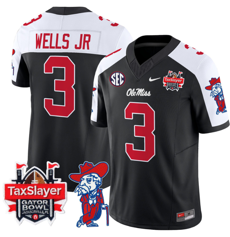 Antwane Wells Jr Jersey #3 Ole Miss Rebels 2024 Gator Bowl V2 2024