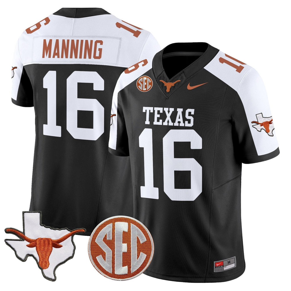 Arch Manning Jersey #16 Texas Longhorns 2025 State Map SEC Patch