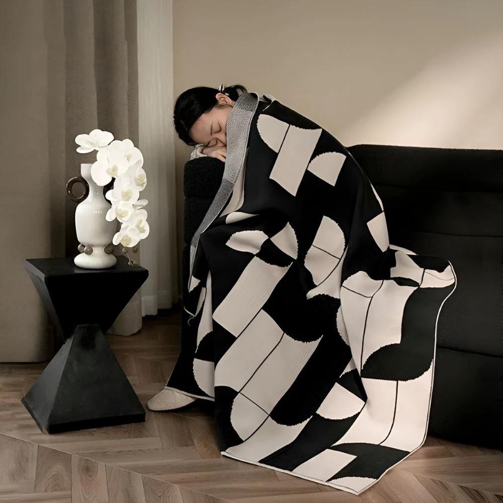 Artevana Monochrome Geometric Throw Blanket