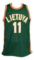 Arvydas Sabonis Jersey #11 Lietuva Custom Basketball New Sewn Green Stitched