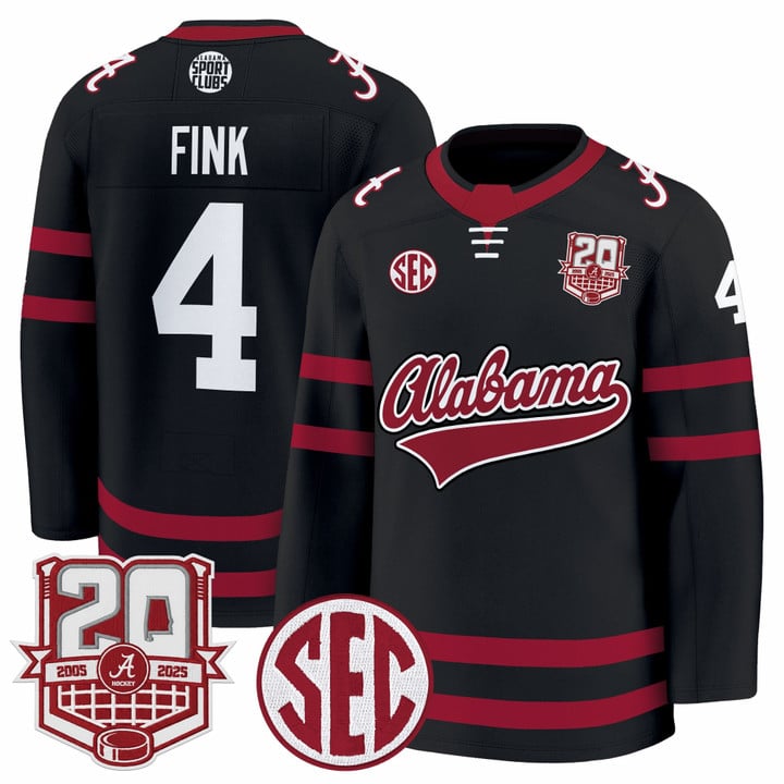 Austin Fink Jersey #4 Alabama Crimson 2025-26 20th Patch Stitched