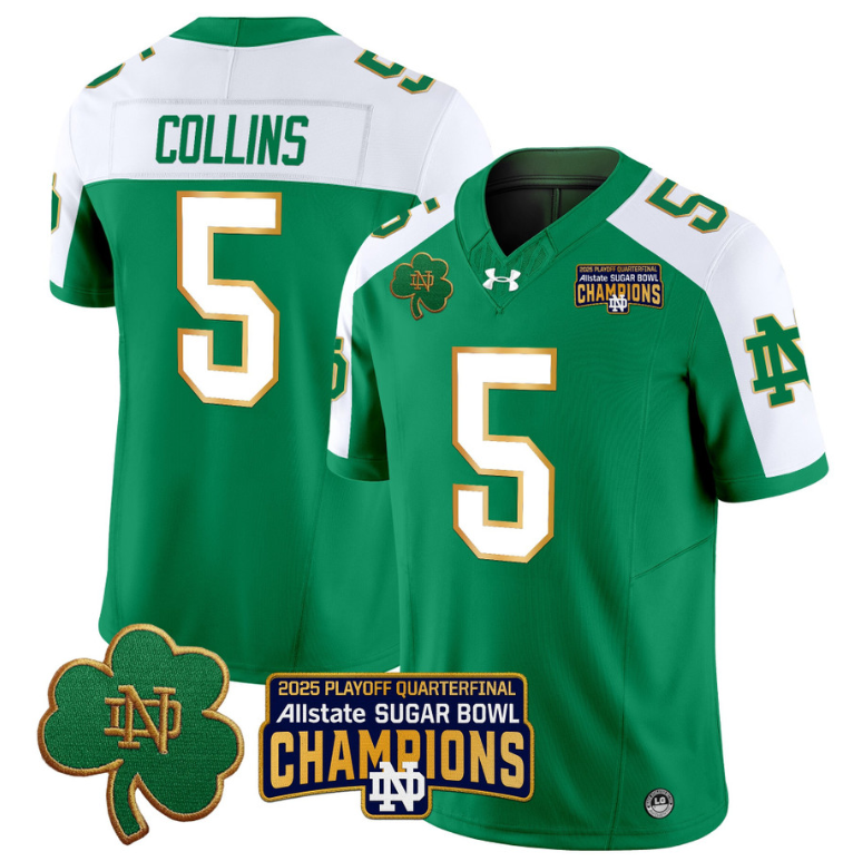 Beaux Collins Jersey #5 Notre Dame 2025 Sugar Bowl Champions