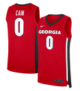 Blue Cain Jersey #0 Georgia Bulldogs NIL Basketball Red