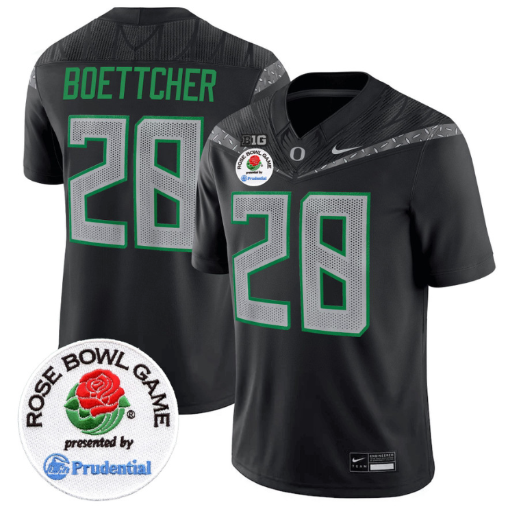 Bryce Boettcher Jersey #28 Oregon Ducks Rose Bowl Patch Vapor Limited