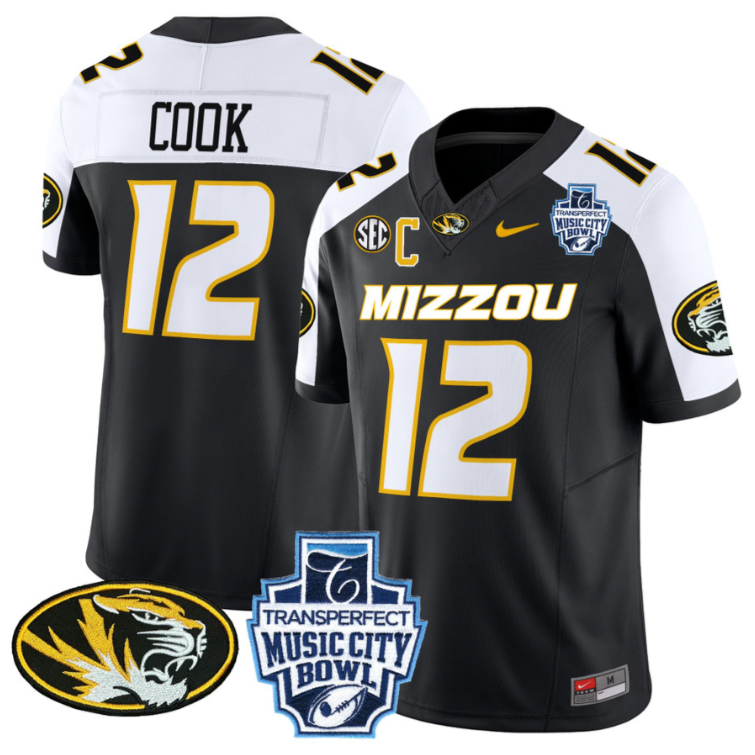 Brady Cook Jersey #12 Missouri Tigers 2024 Music City Bowl
