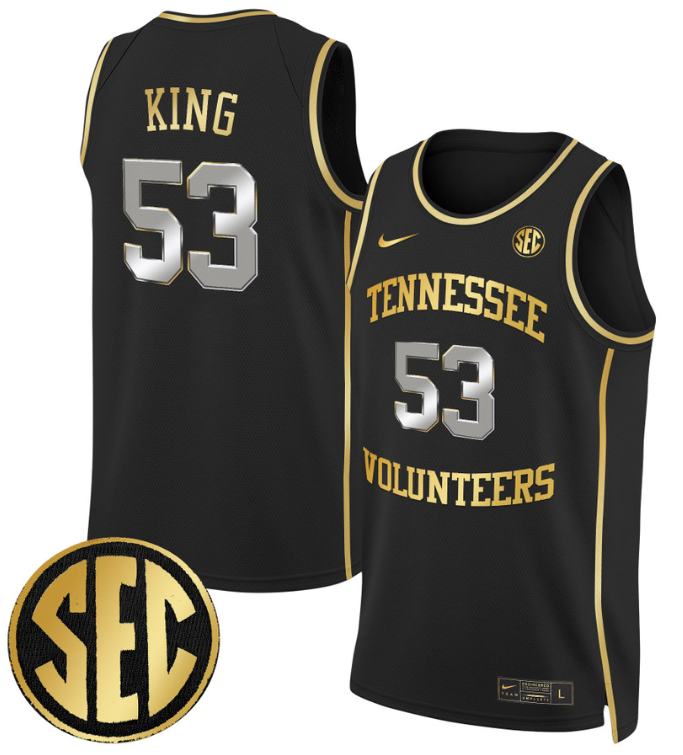 Bernard King Jersey #53 Tennessee Vols 2024 Swingman Basketball Black Gold
