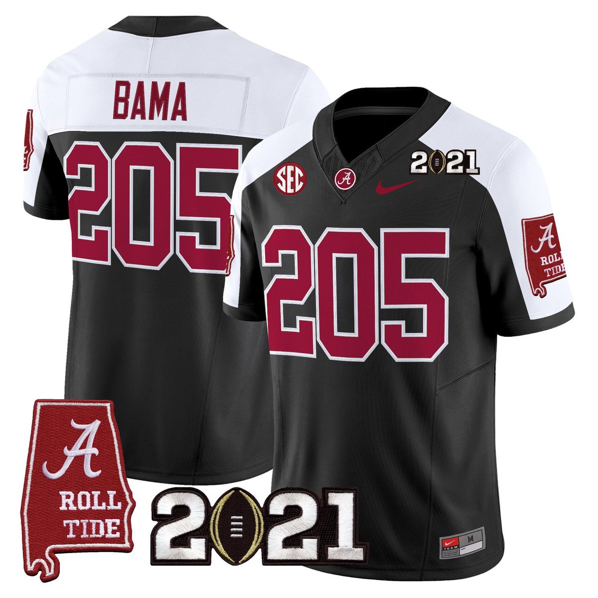 Bama Jersey #205 Alabama 2021 CFP National Championship Alabama Map
