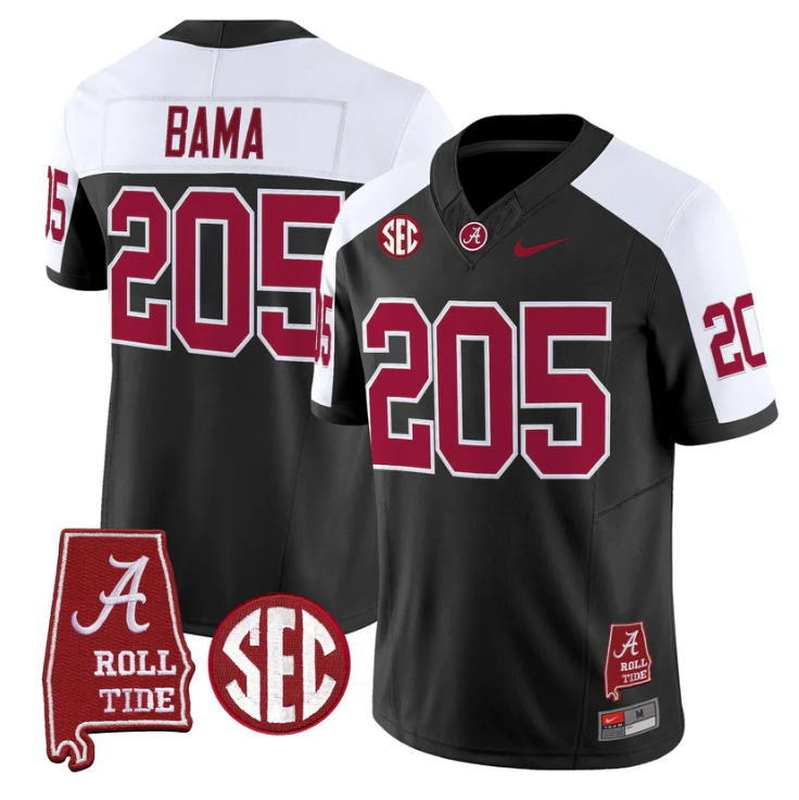 Bama Jersey #205 Alabama Crimson Tide Throwback Map Stitched