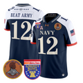 Beat Army Jersey #12 Navy Midshipmen 250th 2026 Liberty Bowl Stitched Navy Alternate