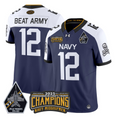 Beat Army Jersey #12 Navy Midshipmen Jolly Rogers 2025 Trophy Stitched Navy Alternate