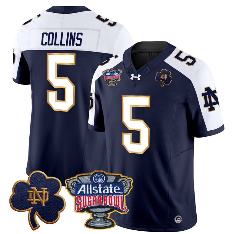 Beaux Collins Jersey #5 Notre Dame 2024 Sugar Bowl Patch Football
