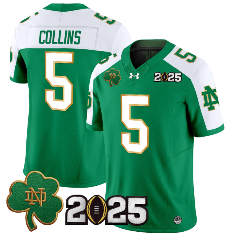 Beaux Collins Jersey #5 Notre Dame 2025 CFP Final Patch