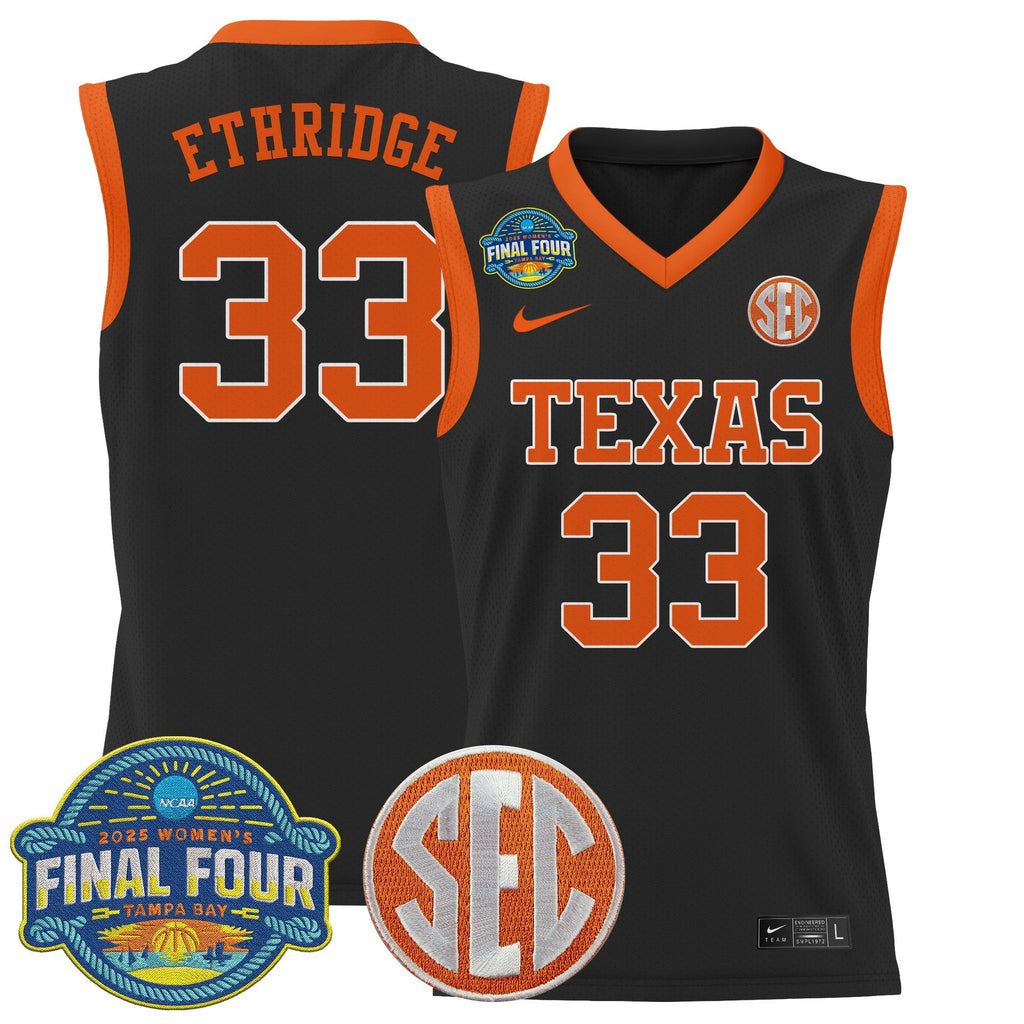 Kamie Ethridge Jersey #33 Texas Longhorns 2025 Sec Final Four Patch Black