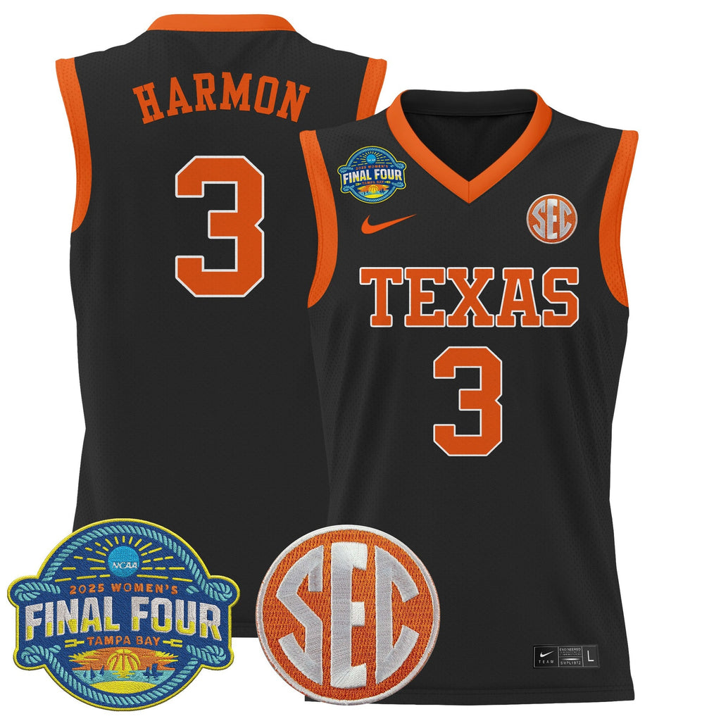 Rori Harmon Jersey #3 Texas Longhorns 2025 Sec Final Four Patch Black