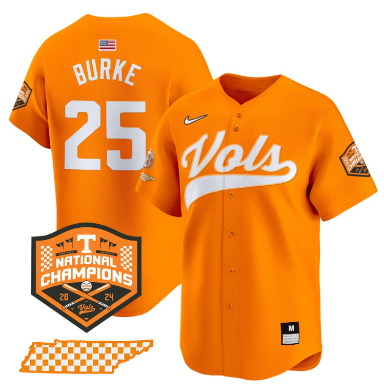 Blake Burke Jersey #25 Tennessee Vols 2024 Champions Stitched Orange