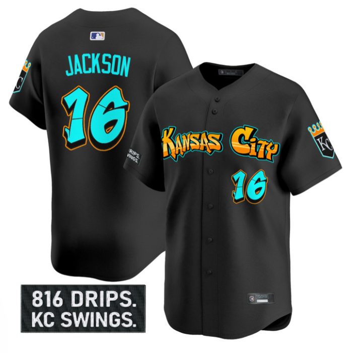 Bo Jackson Jersey #16 Kansas City Royals Graffiti Crown Drop Stitched