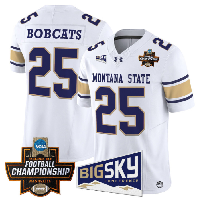 Bobcats Jersey #25 Montana State Bobcats 2026 Football Championship White