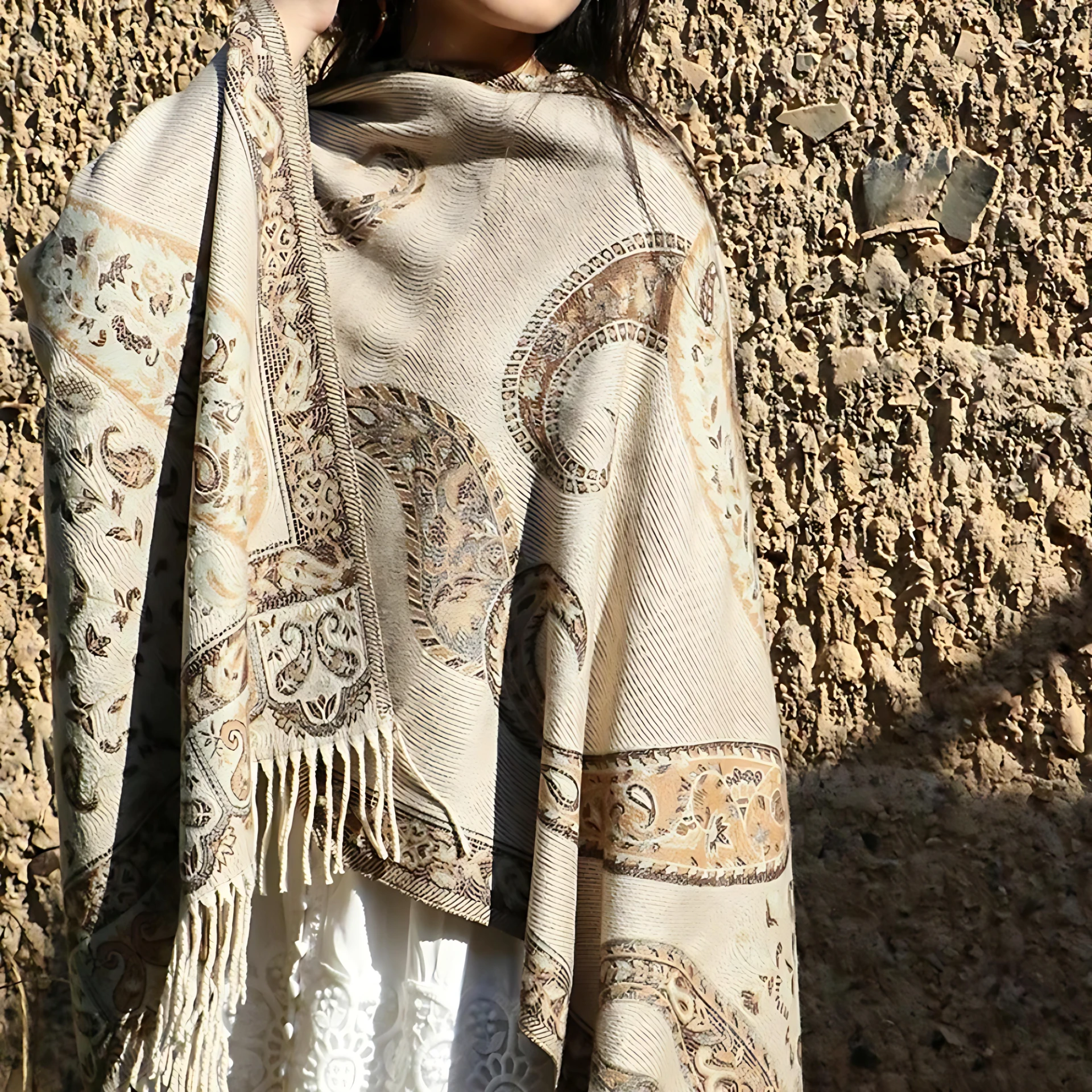 Bohemian Paisley Tassel Winter Shawl Wrap