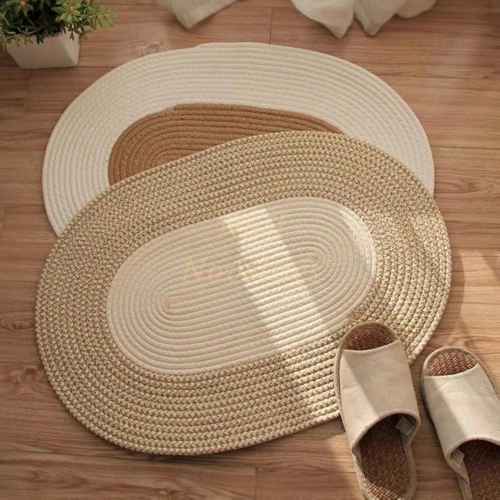 Boho Braided Hemp Oval Rug
