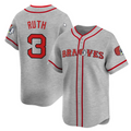 Boston Braves Ruth #3 Dark Grey Baseball Jersey - All Stitched