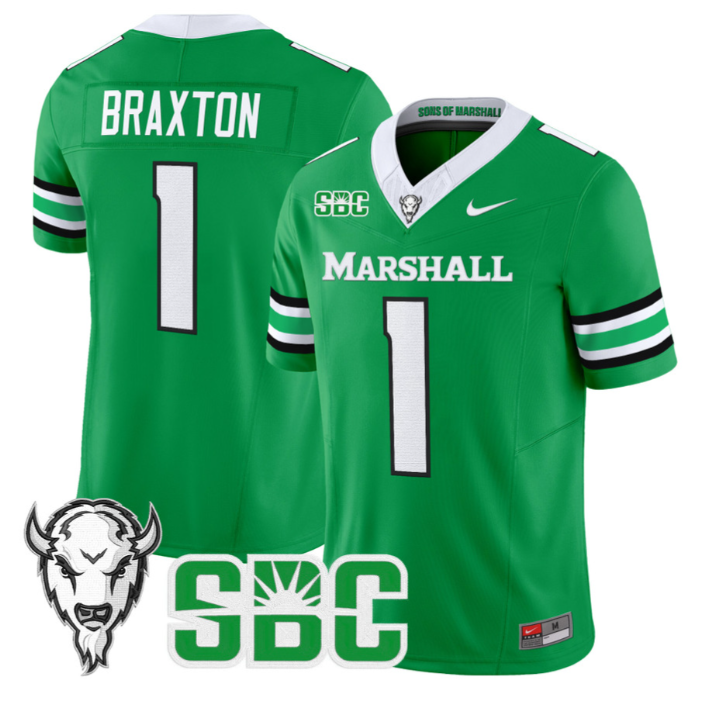 Braylon Braxton Jersey #1 Marshall Thundering Herd 2025 Stitched