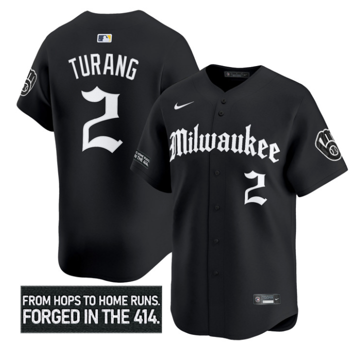 Brice Turang Jersey #2 Milwaukee Brewers Gothic 414 Shadows Edition