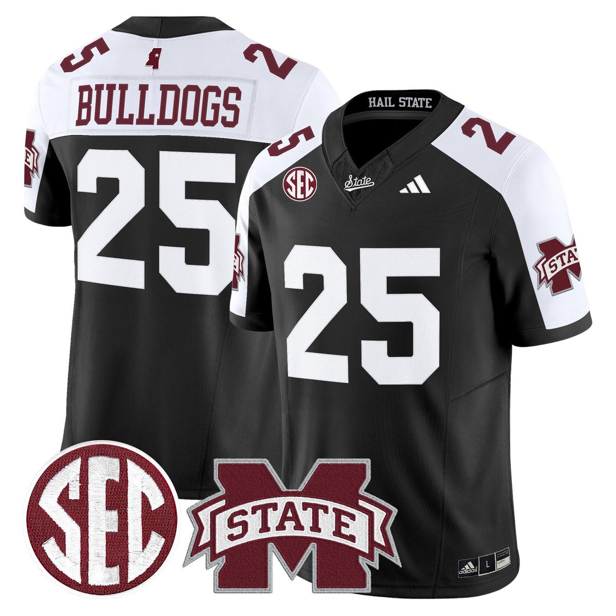 Bulldogs Jersey #25 Mississippi State Bulldogs Dark Mode Stitched
