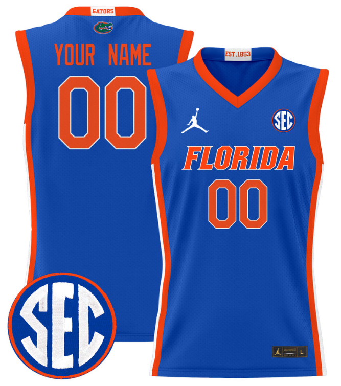 Custom Florida Gators Jersey Name, Number 2024 Lightweight Basketball Royal