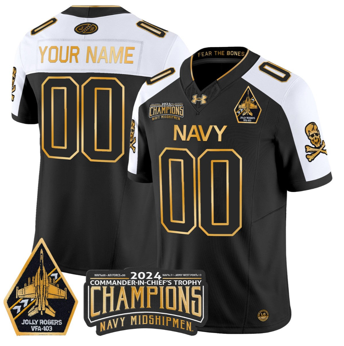 Custom Navy Midshipmen Jersey Commander-in-chief's Trophy Champions