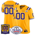 Custom LSU Tigers Jersey 100 Years of Tiger Stadium and Texas Bowl Patch