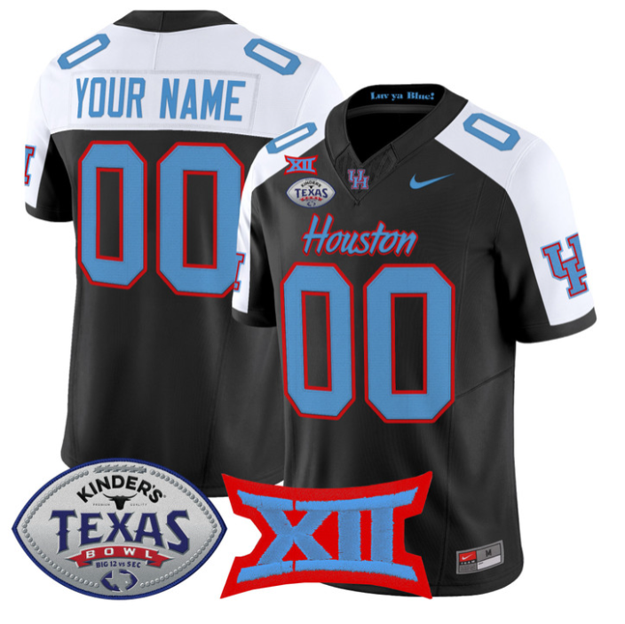 Custom Houston Cougars Jersey 2025 Texas Bowl Vapor Limited Stitched