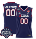 Custom UConn Huskies Jersey  2025 National Champions Patch Stitched Navy