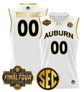 Custom Auburn Tigers Jersey 2025 Final Four Patch Basketball Stitched White Gold