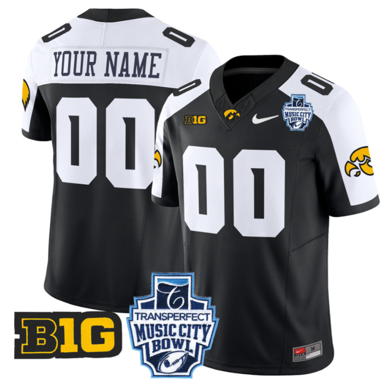 Custom Iowa Hawkeyes Jersey 2024 Music City Bowl Patch Stitched
