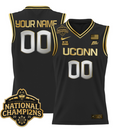 Custom UConn Huskies Jersey  2025 National Champions Patch Stitched Black Gold