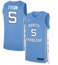 Cade Tyson Jersey #5 North Carolina Tar Heels Basketball Blue