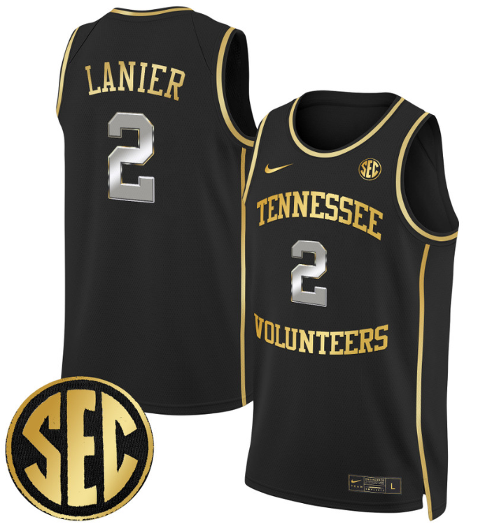 Chaz Lanier Jersey #2 Tennessee Vols 2024 Swingman Basketball Black Gold