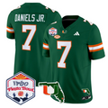 CJ Daniels Jersey #7 Miami Hurricanes 2026 Fiesta Bowl Florida Stitched Green
