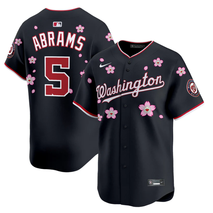 CJ Abrams Jersey #5 Washington Nationals Cherry Blossom Vapor Premier Limited Stitched