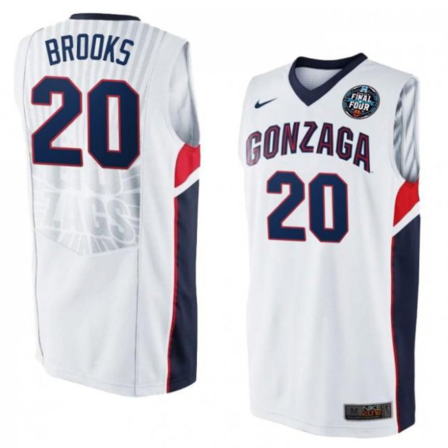 Colby Brooks Jersey Gonzaga Bulldogs College Basketball White #201