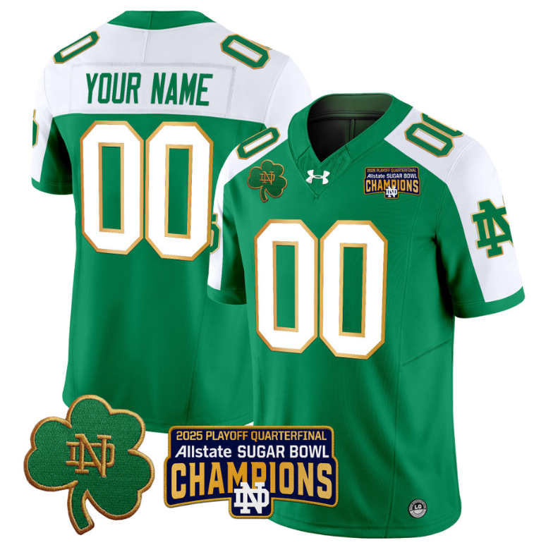 Custom Notre Dame Jersey 2025 Playoff Sugar Bowl Champions