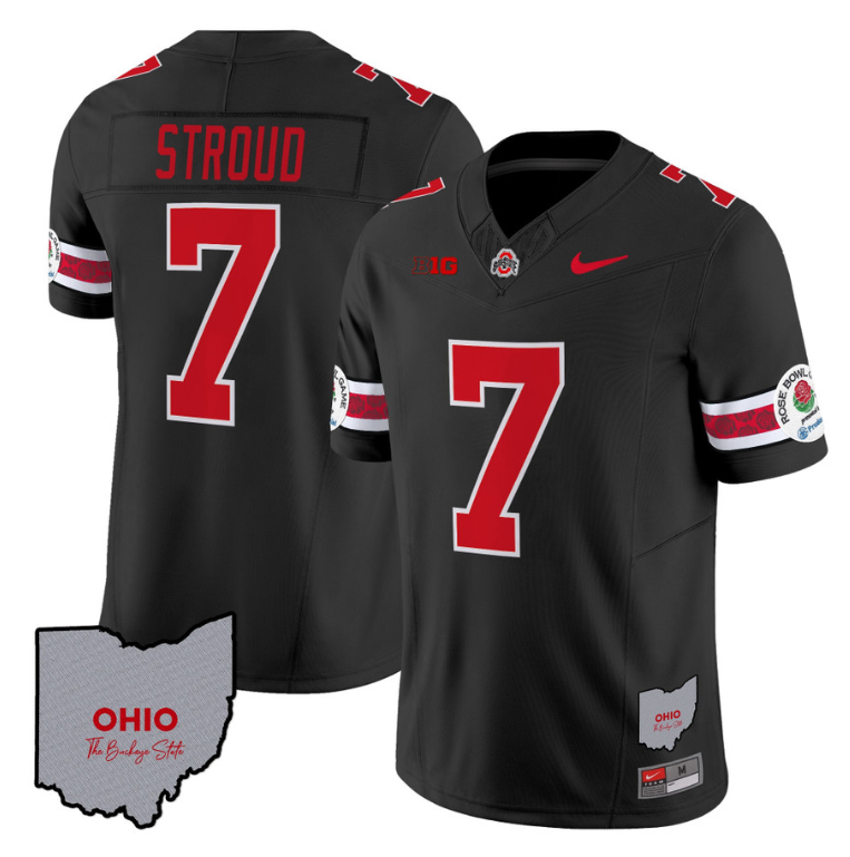 C J Stroud Jersey #7 Ohio State Rose Bowl Patch Football